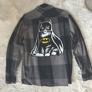 Hand Designed Collab Batman Cat Flannel